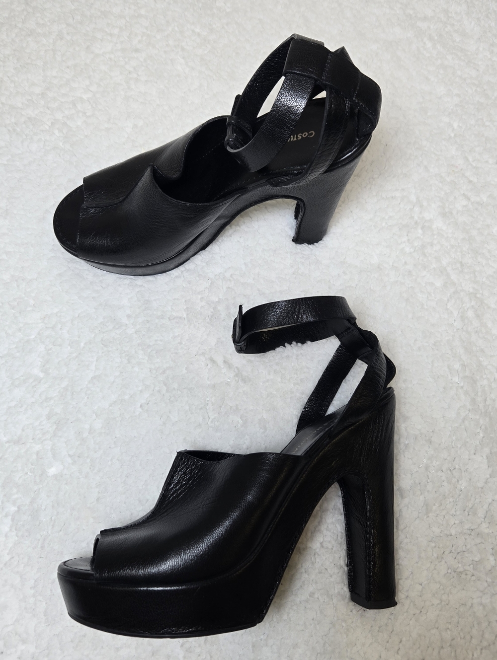 Costume National Heels Sandals 40 Leather Ankle Strap Open Toe US size 10